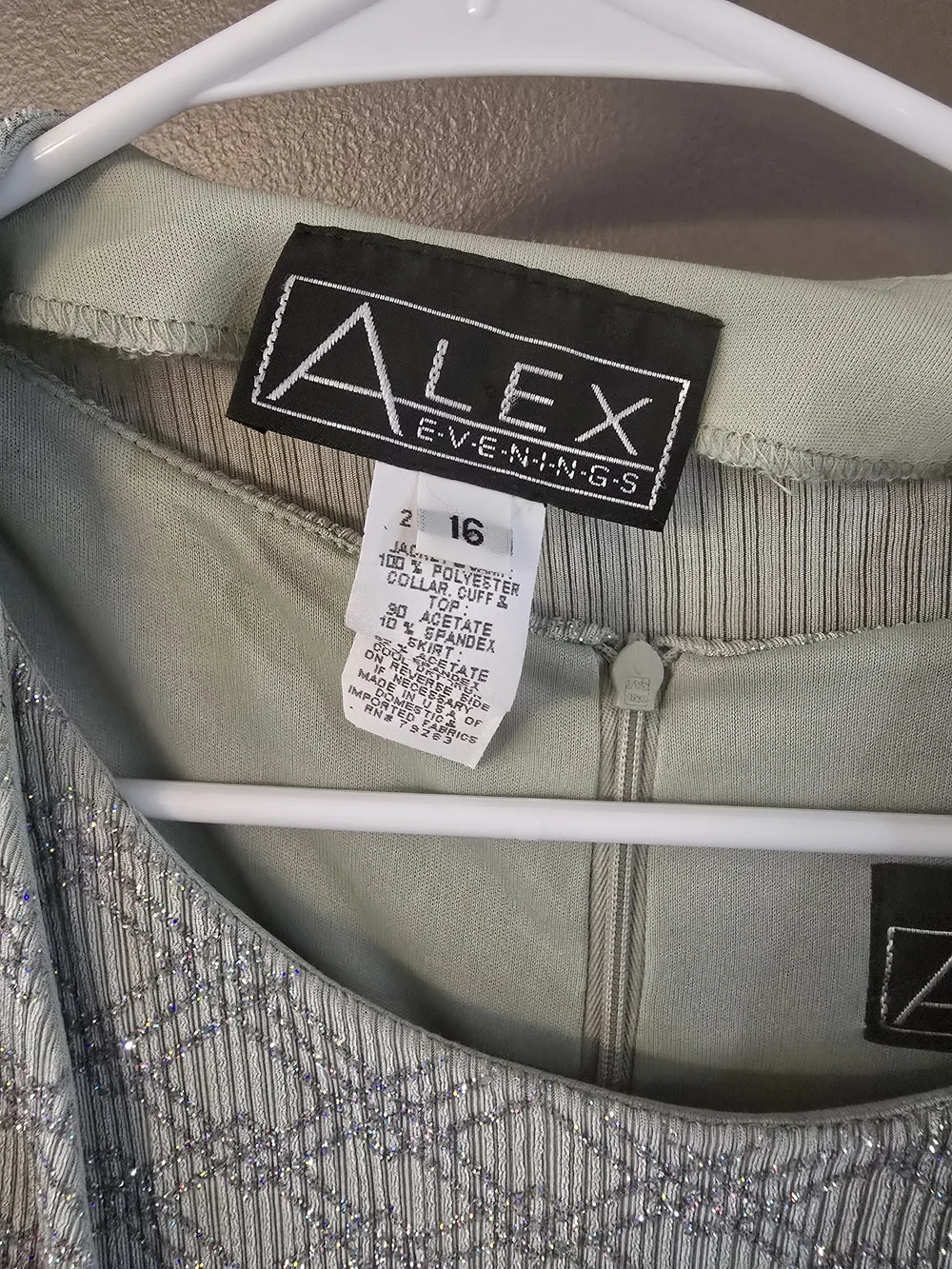 Alex Evenings Pale Sage Sparkle Open-Front Cardigan Set